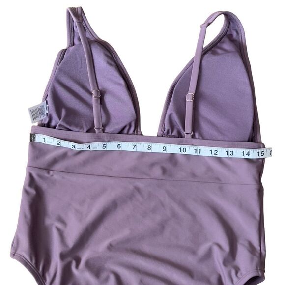 Shade & Shore Women's Torso Plunge Front Swimsuit Mauve Purple XLARGE NWT - Picture 10 of 12